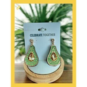 Celebrate Together 1 3/4" Post Back Avocado Drop/Dangle (Heavy)  Earrings-NWT